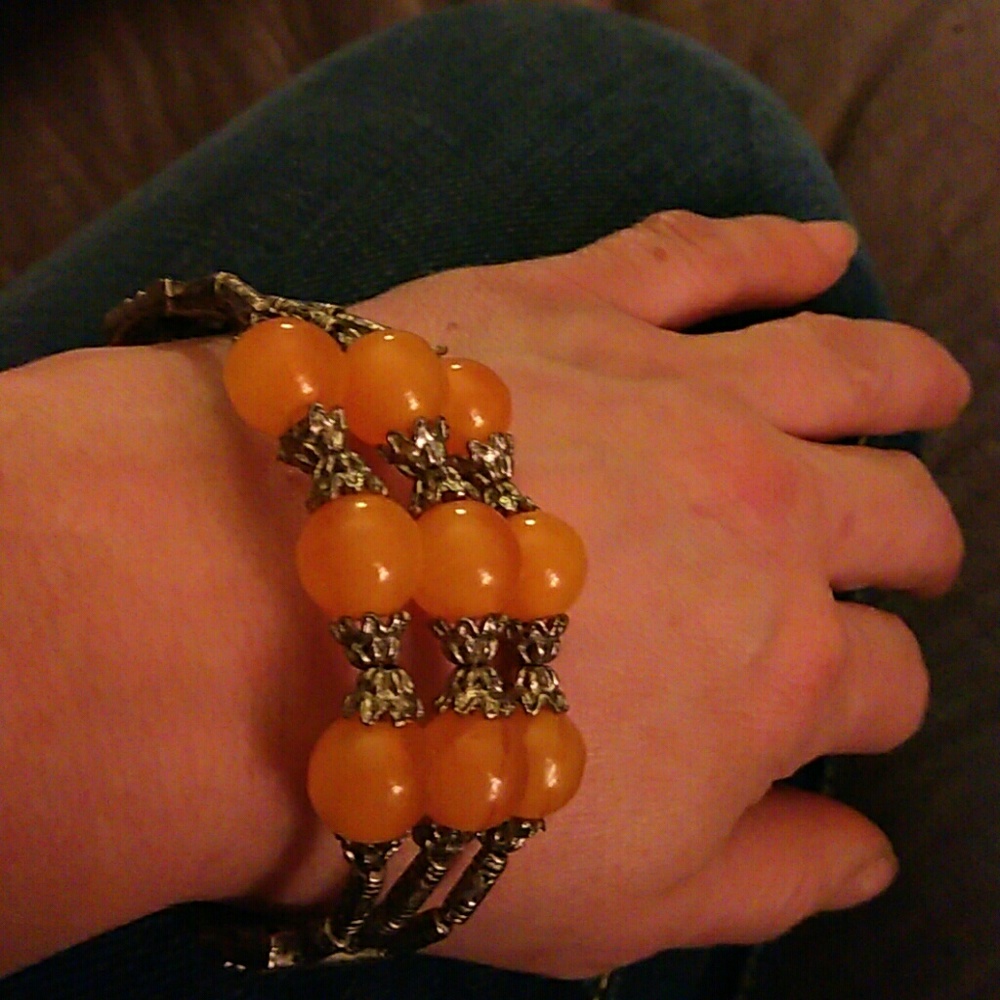 Vintage Bracelet with Orange Beads